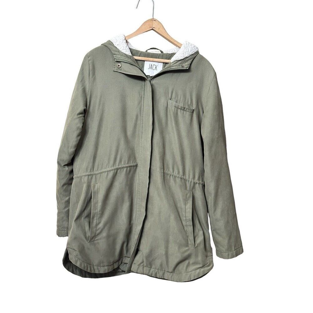Jack by BB Dakota army green quilted hooded jacket sz small